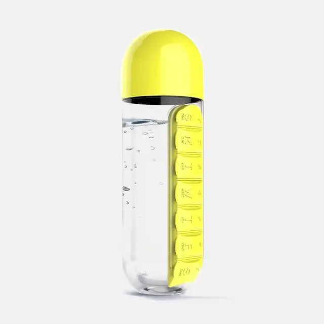 600Ml Water Bottle with Pillbox Plastic Drink Bottle with Medicine Pills Box Travel 7 Days Drug Organizer Drinking Container