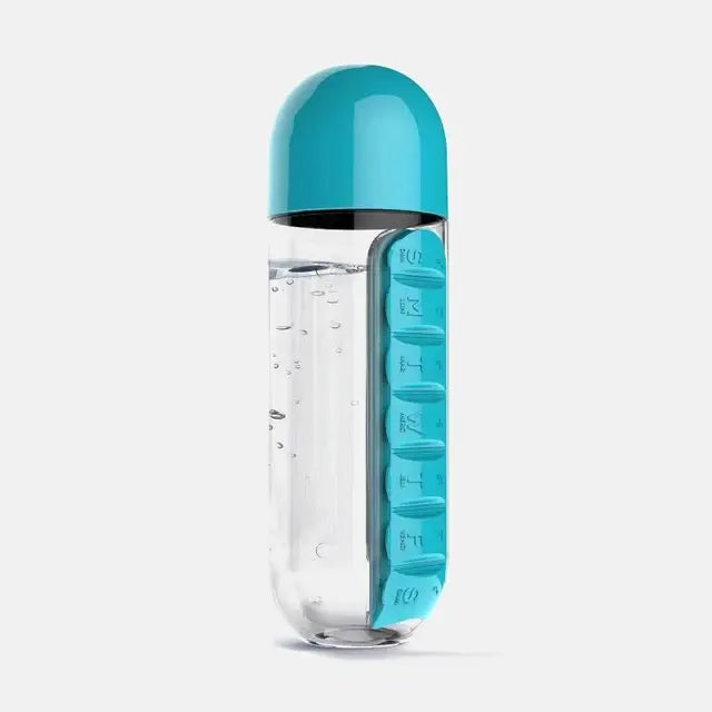600Ml Water Bottle with Pillbox Plastic Drink Bottle with Medicine Pills Box Travel 7 Days Drug Organizer Drinking Container
